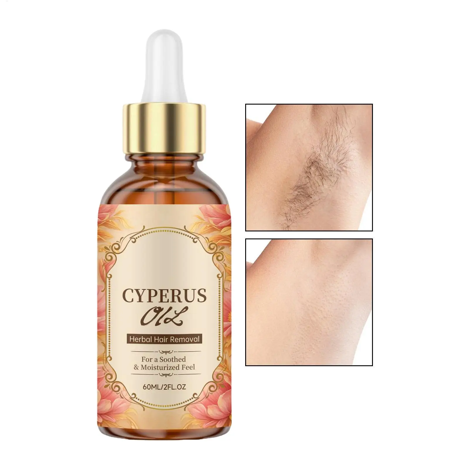 60ml Hair Removal Oil Cyperus rotundus hair removal essential oil Gentle Soothing refreshing Quick Absorbing Hair Reduction Oil