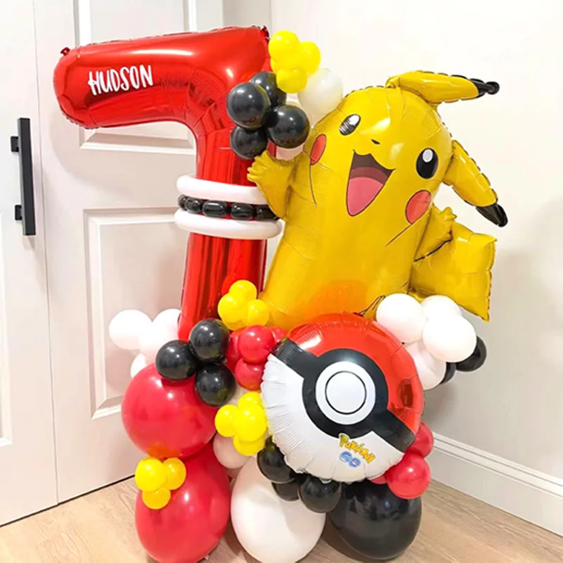 1 Set Pikachu Pokemon-Themen-Folienballons Set Latexballons Kindergeburtstag Partydekoration Zahlenballons Spielzeug Geschenke