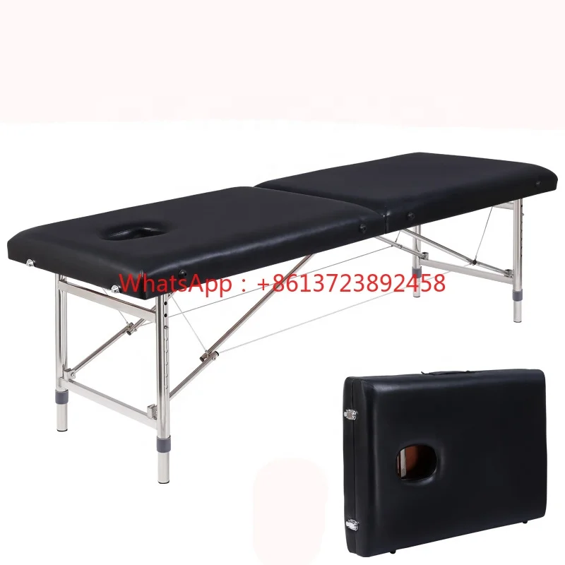 

Cheap high quality height adjustable SPA beauty salon tattoo bed facial massage bed 2-section portable folding massage table