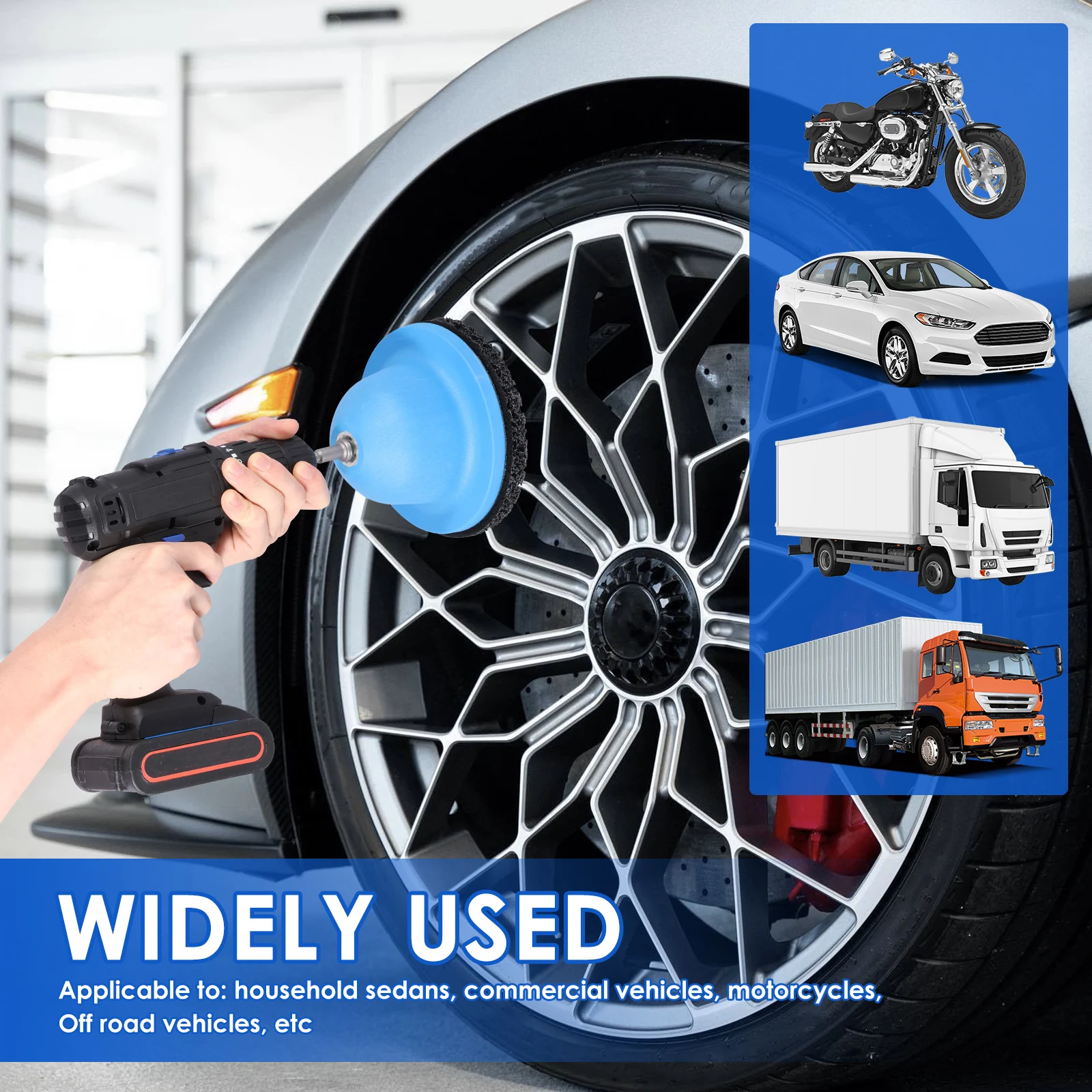 150mm Wheel Hub Cleaner Wheel Hub Grinder With Drill Adapter Round Plastic Cleaner Replacement Cleaning Tool for Car, Truck, Mot