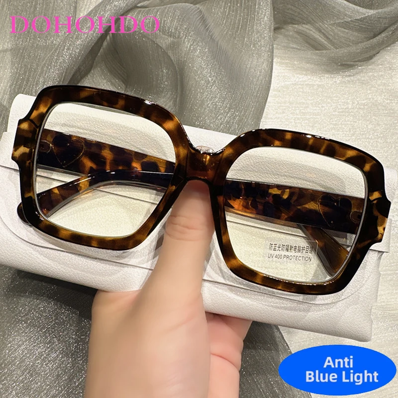 العصرية الكلاسيكية العلامة التجارية إطار كبير مربع الحب الديكور النظارات البصرية الرجال النساء القراءة للألعاب مكافحة نظارات الأشعة الزرقاء Óculos #2