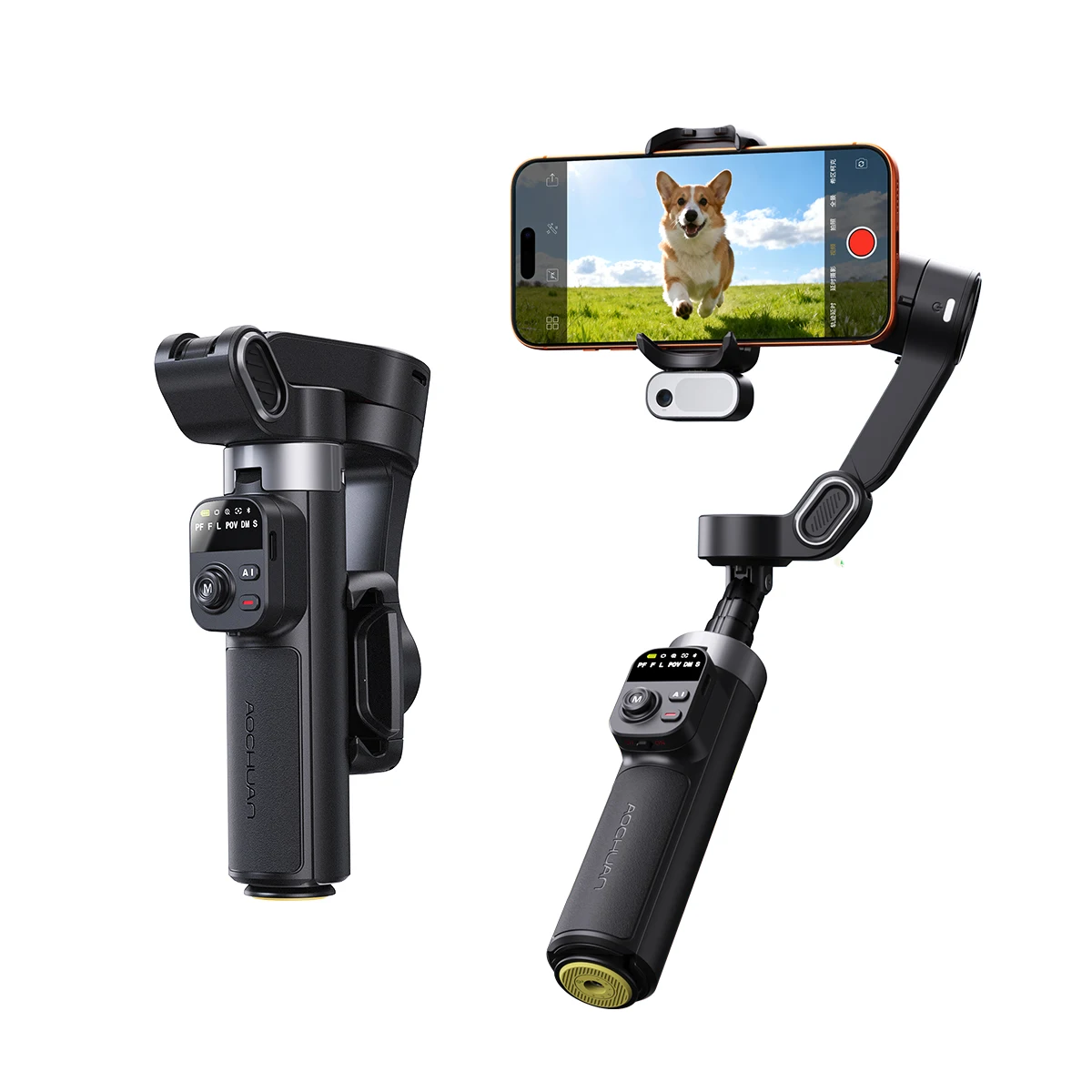 Portable 3 Axis Gimbal Stabilizer With Detachable Remote Built-in 51CM Extension Rod AI Tracking For Video Shooting Selfie Stick