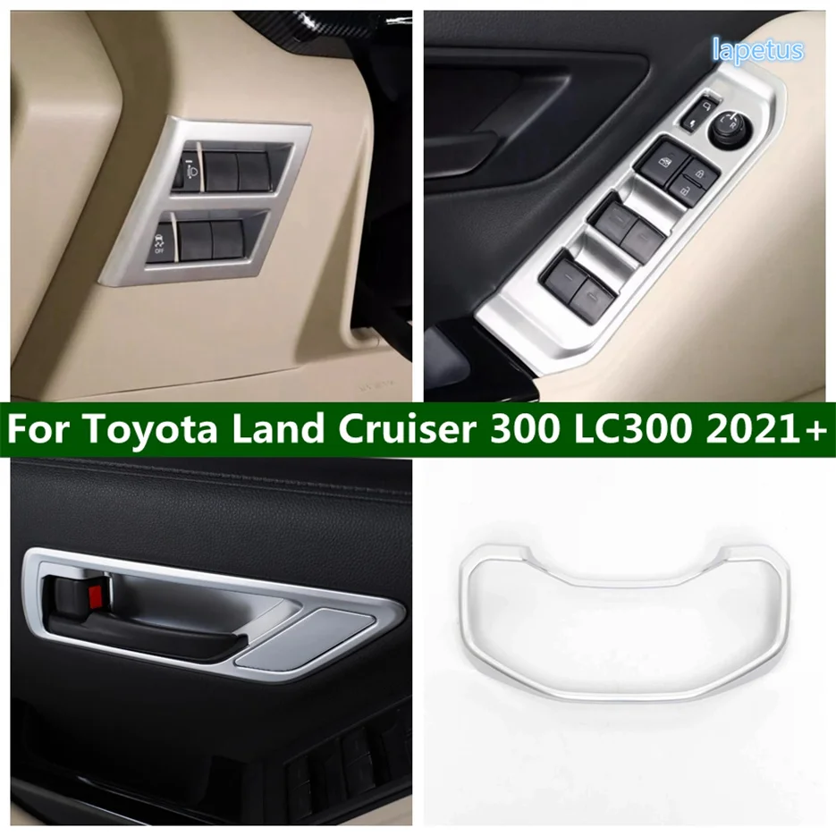 

ABS Matte Window Lift Button Head Light Lamp Door Handle Clasing Bowl Cover Trim For Toyota Land Cruiser 300 LC300 2021 - 2024