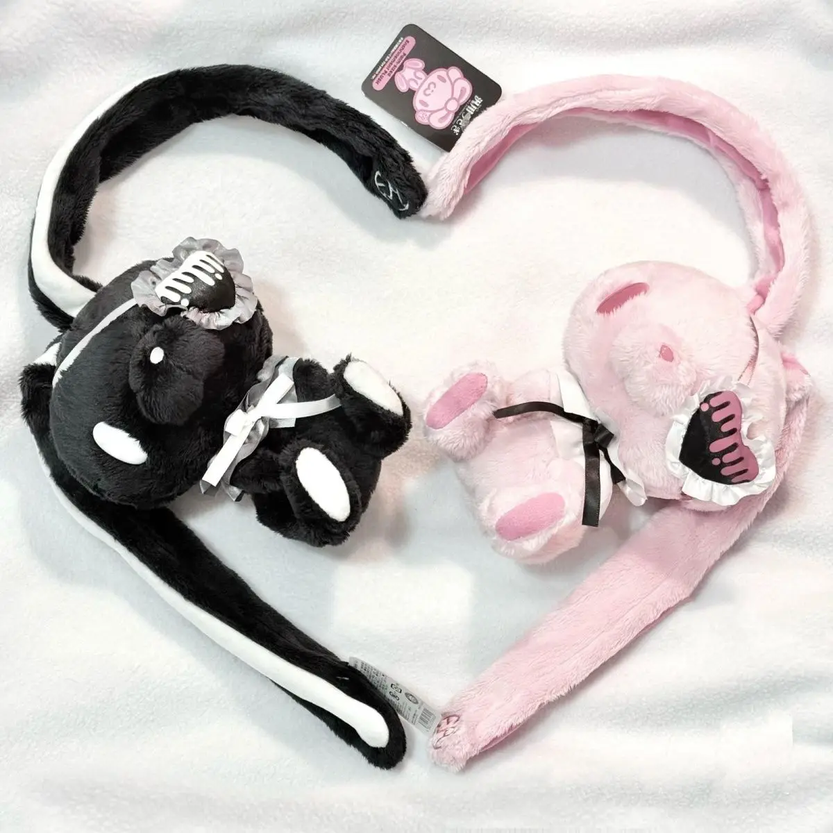 

Kawaii Gloomy Bear Rabbit Pink Bear Gothic Eye Mask Cute Sitting Posture Basic Pendant Toy Bag Accessories Keychain Decor Gifts