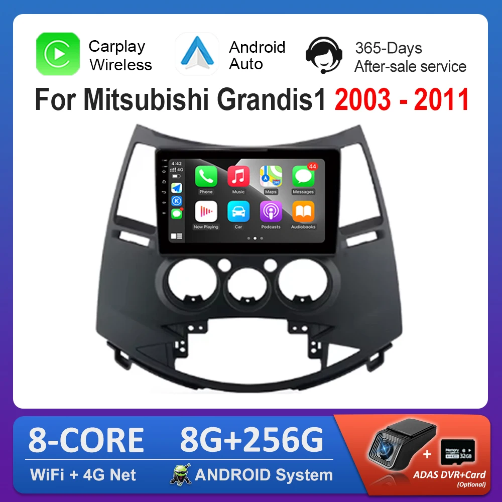 9 inch Android OS Car Video Multimedia Player for Mitsubishi Grandis1 2003 - 2011 WiFi 4G Carplay Auto Tools GPS Navi Bluetooth