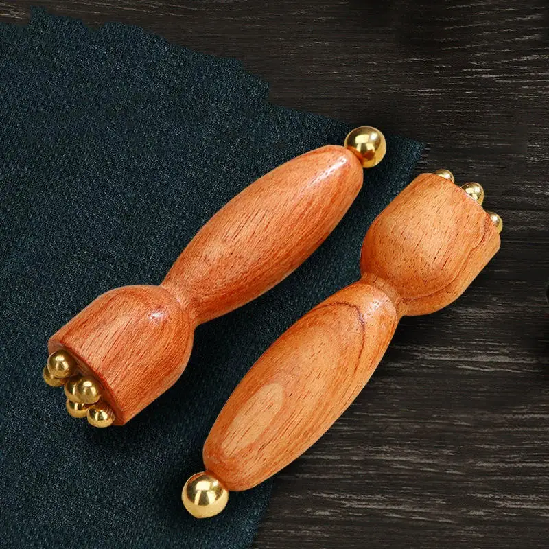 Handheld Lotus Seedpod Beauty Professional Brass & Rosewood Facial Gua Sha Tool Eye Relaxation Spot Meridians Acupoint Massage