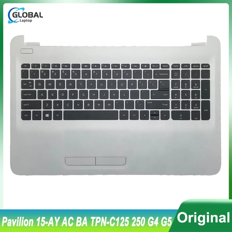 

NEW US Keyboard for HP Pavilion 15-AY AC BA TPN-C125 250 G4 G5 Laptop Case Palmrest Upper Cover Replacement Silver 855022-001