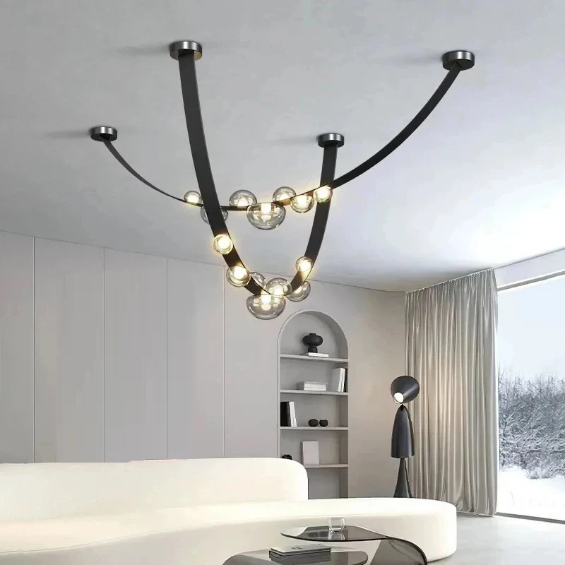 Modern Ceiling Pendant Chandelier Belt Glass Design Living Room Lights Home Decor Dining Table Bar Light Bedroom Hanging Lamps