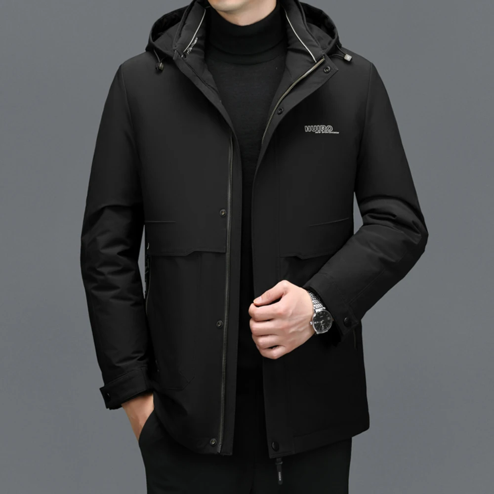 Winter ZDT-8067 Men's Mid Length Down Thickened And Warm Hooded Coat With Detachable Windbreaker Jacket