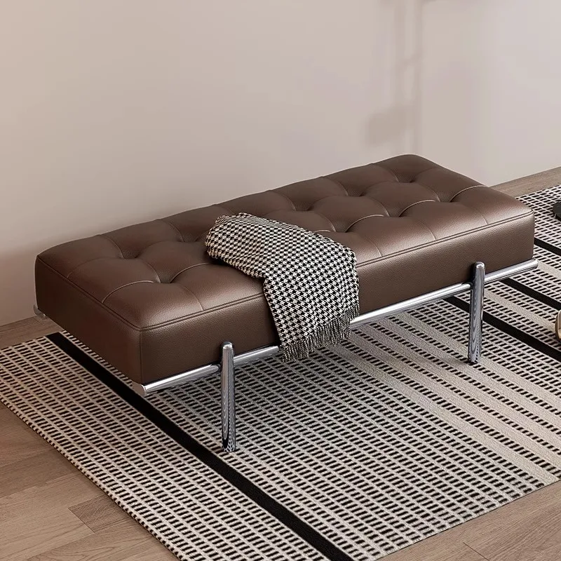 Home light luxury Italian stainless steel shoe changing stool door home shoe