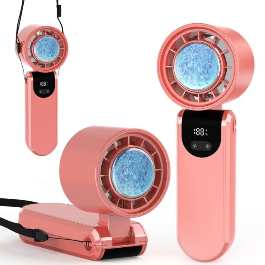 

Portable Handheld Turbo Foldable Mini Personal Fan, Rechargeable 3-IN-1 Hand/Desk/Neck Fan Cooling Ice Fan, Travel Essentials G