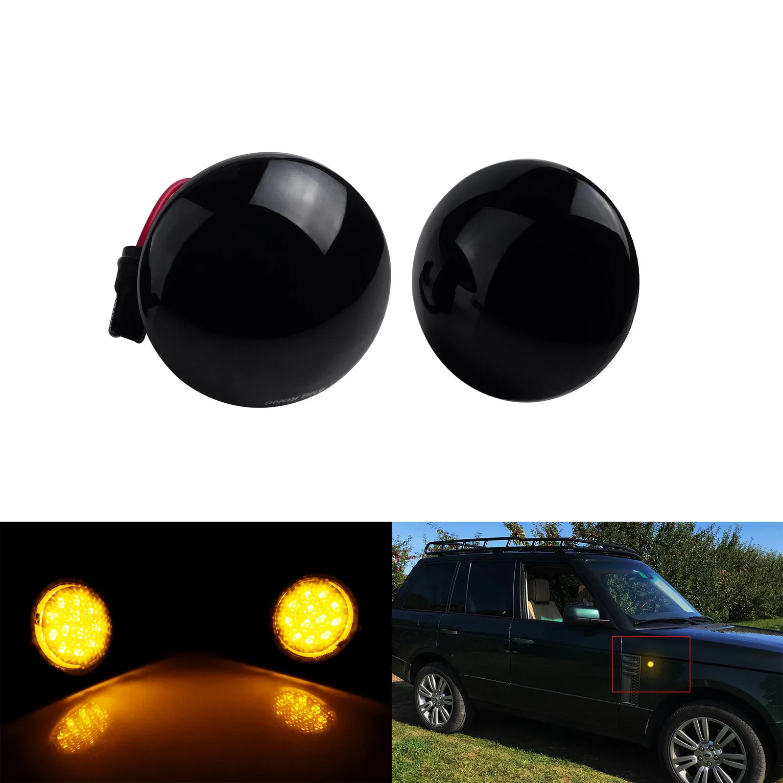 

2X Canbus Янтарный светодиодный боковой габаритный индикатор указателей поворота, черные линзы для Land Rover 2002-2012 Range Rover MK III L322