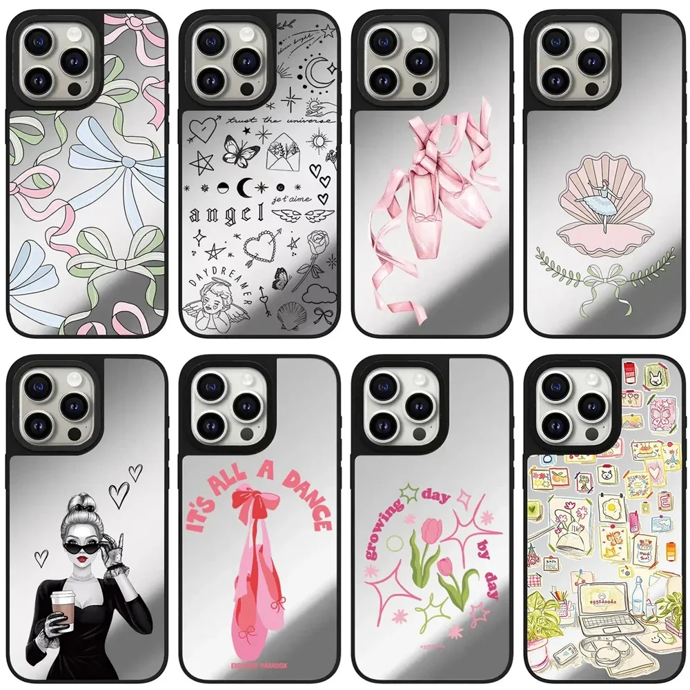 

Girl Bowknot Flower Mirror Magnetic Phone Case Cover for IPhone 11 12 13 14 15 Pro Max Case