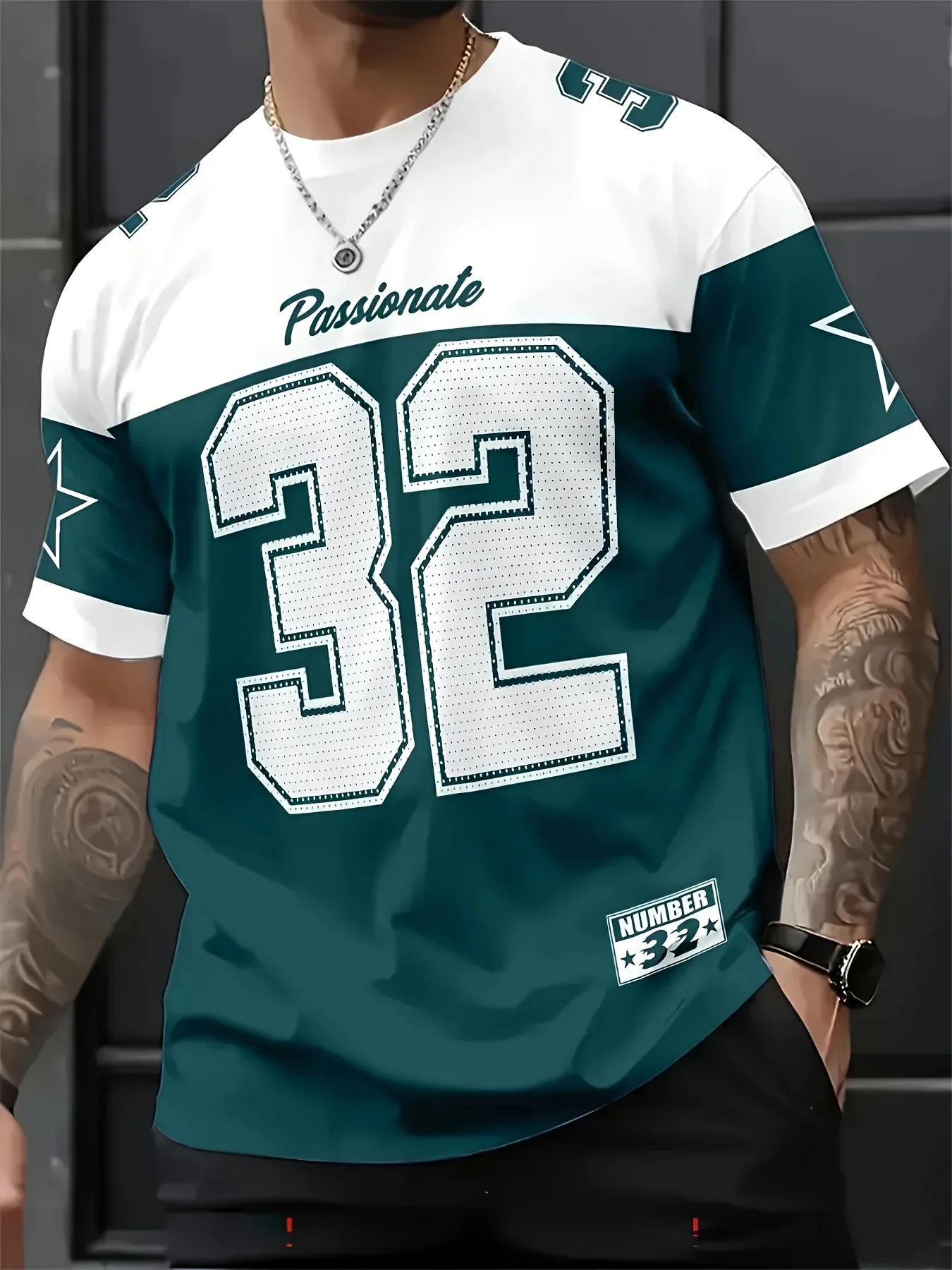 Nowość 2025 Męska koszulka z nadrukiem w stylu amerykańskim nr 32, męska koszulka sportowa z krótkim rękawem i okrągłym dekoltem, koszulka vintage do koszykówki, odzież męska