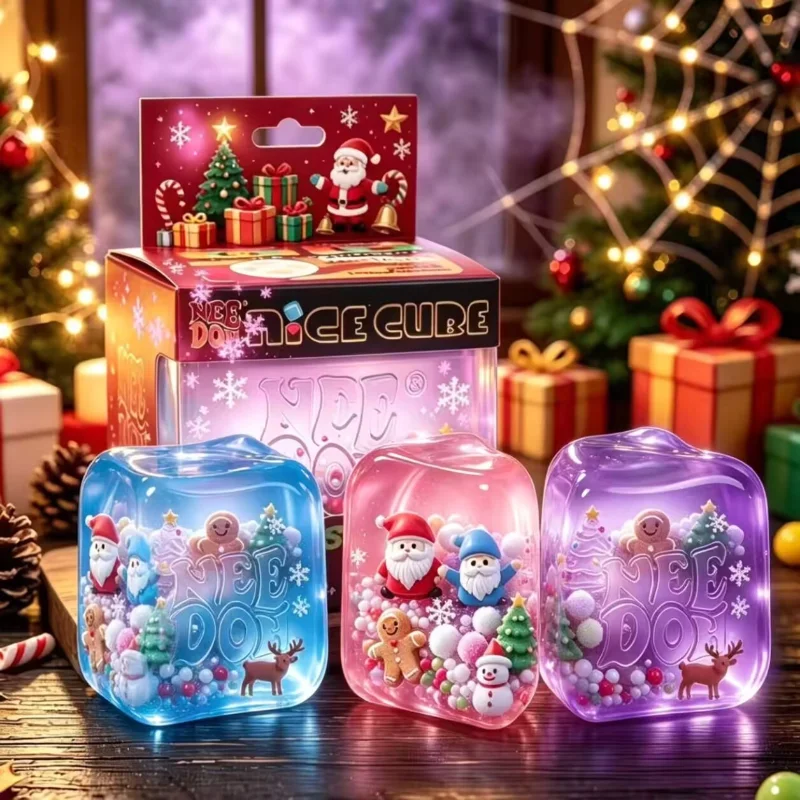 Christmas Series Squeeze Squishy Toy  Santa Claus Reindeer Cube Ice Toys Stress Relieving Sensory Toys Christmas Decor Toy Gifts