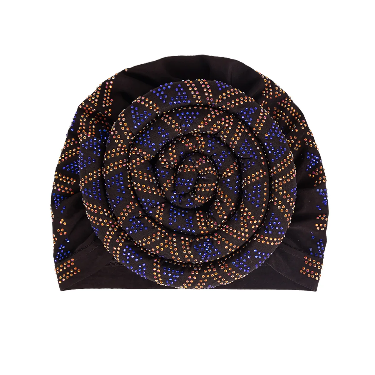 1PC New Pan Flower Hat cappello etnico Stretch moda musulmana turbante strass Donut Pullover Hijab Underscarf Caps Khimar