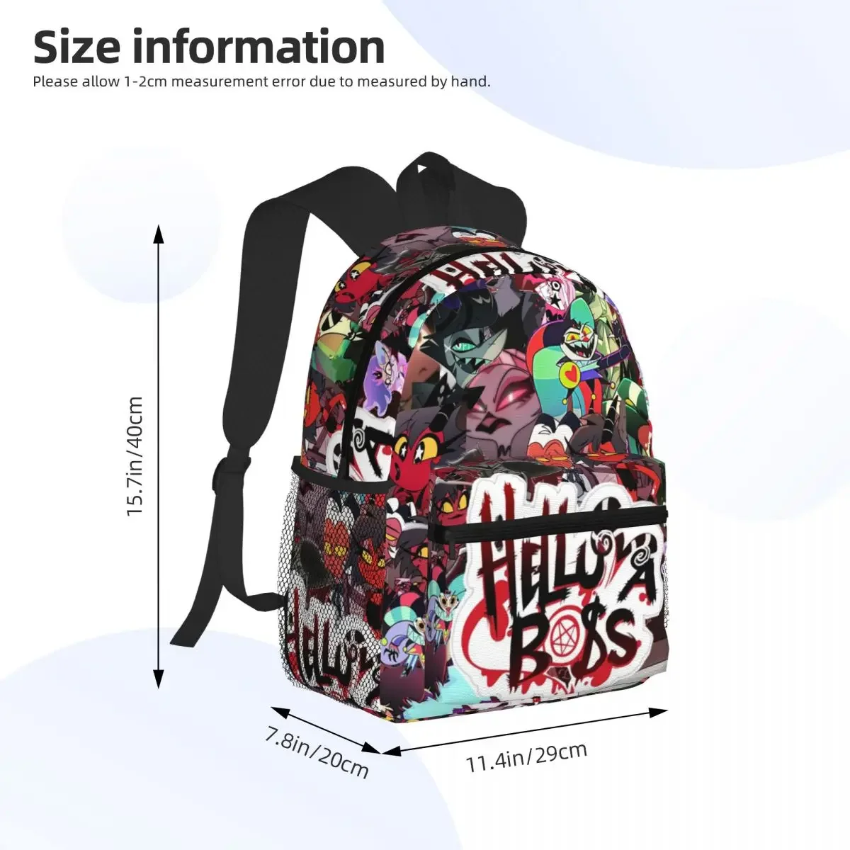 Helluva Boss Cartoon Student Backpack School Bag Hiking Travel Daypack for Boys Girls Fashion Bookbag Shoulder Bags