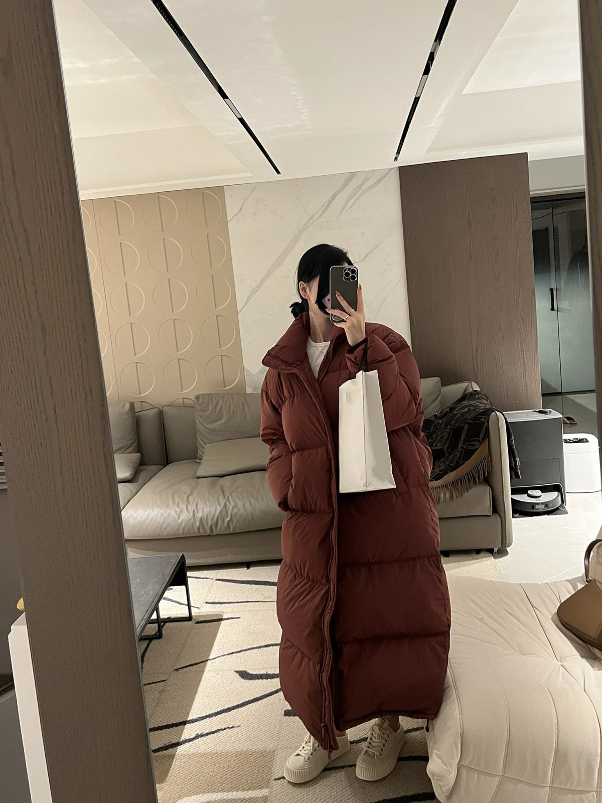 2024 New Winter Long Solid Color Down Jacket For Women Super Long Over Knee To Ankle Thickened Cotton Warm Cotton Coat Jacket