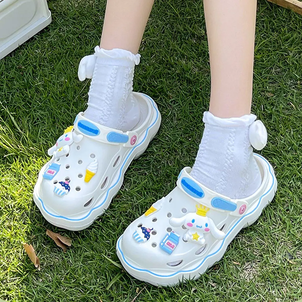 Kawaii Sanrio hellobyker Cave Shoes sandali estivi da donna con tacchi spessi Kuromi Cinnamoroll pantofole Casual regalo per ragazza femminile