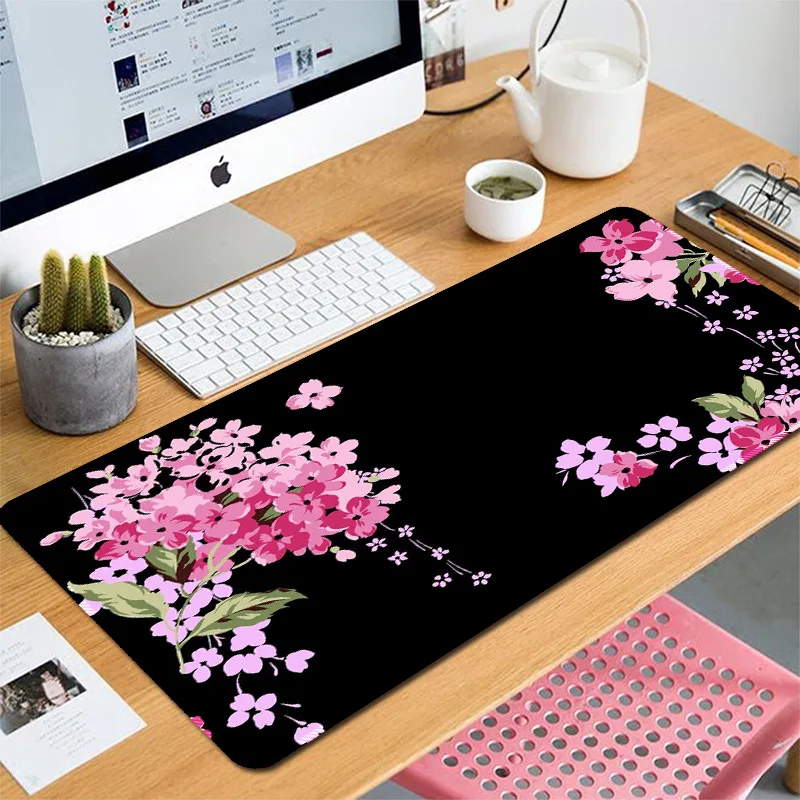 

Kawaii Mouse Pad Cherry blossoms Gamer Large Cute Mousepad Keyboard Computer Personality Pink Carpet Rubber Laptop XXL Desk Mat