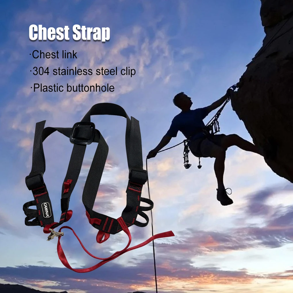 Climbing Chest Strap Comfortable Rock Climb Shoulder Straps Firm Safety Sling Body Fixator for Protection Black