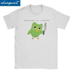 Men Women Duolingo Spanish Or Vanish T Shirt Cartoon 100% Cotton Clothing Short Sleeve Crewneck Tee Shirt Plus Size T-Shirt