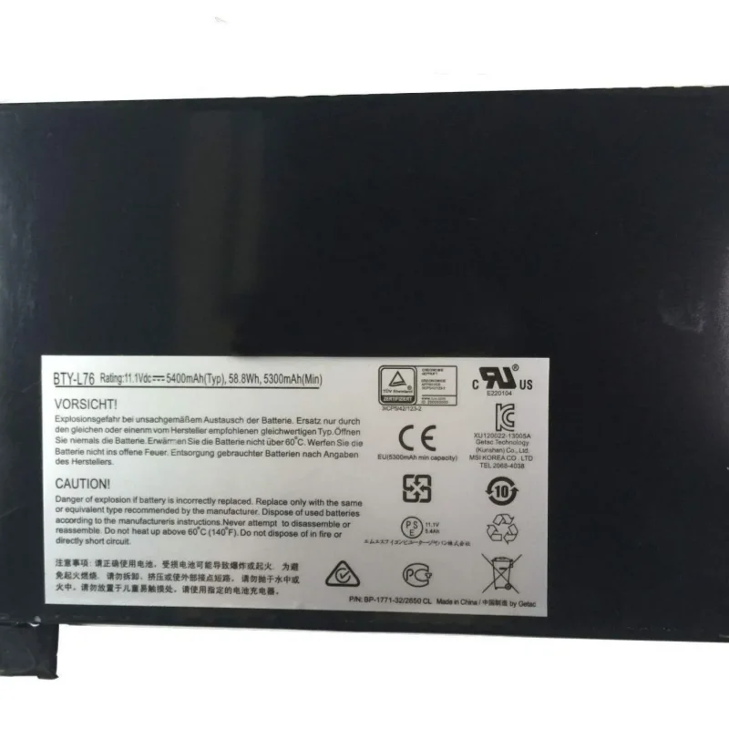 11.1V 58.8Wh New BTY-L76 Laptop Battery For MSI GS70 GS72 MS-1771 MS-1772 For Medion Erazer X7615 X7613 For Schenker XMG C703