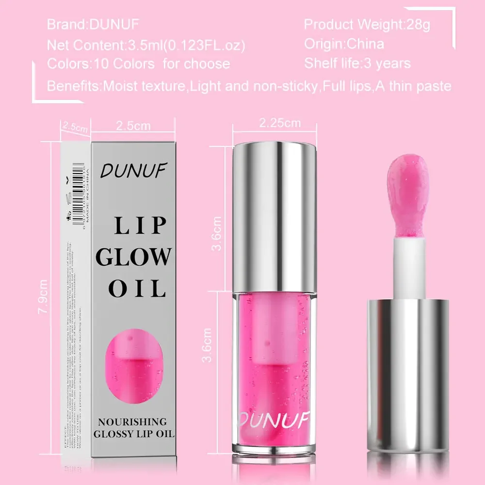 DUNUF Pearl Glitter Lip Glaze Long-lasting Moisturizing Plumping Gloss Lip Tint Oil Makeup Mirror Water Light Liquid Lipsticks