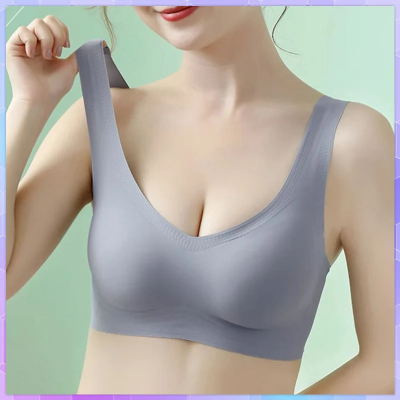 

Women's Sports Crop Tank Tops Female Elastic Bralette Sexy Push Up Bras Padded Seamless Tube Top Bra With Cups Big Size M-2Xl