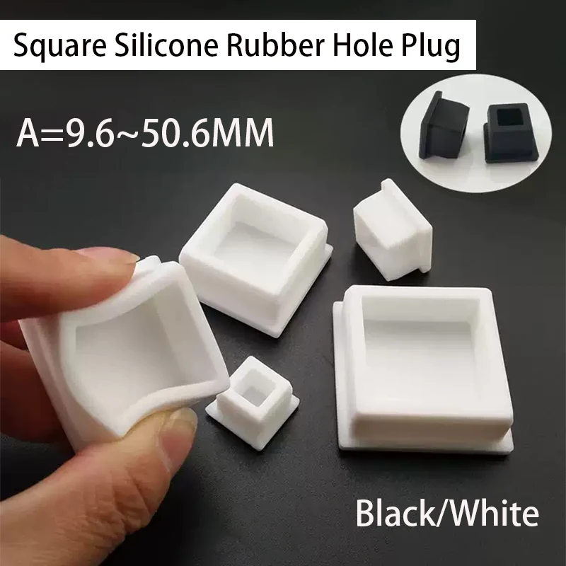 1-10PCS 9.6mm-50.6mm Square Silicone Rubber Cap Hole Plug Rubber T-Plug Tube Box Part Insert Sealing Plug Furniture Feet Pad