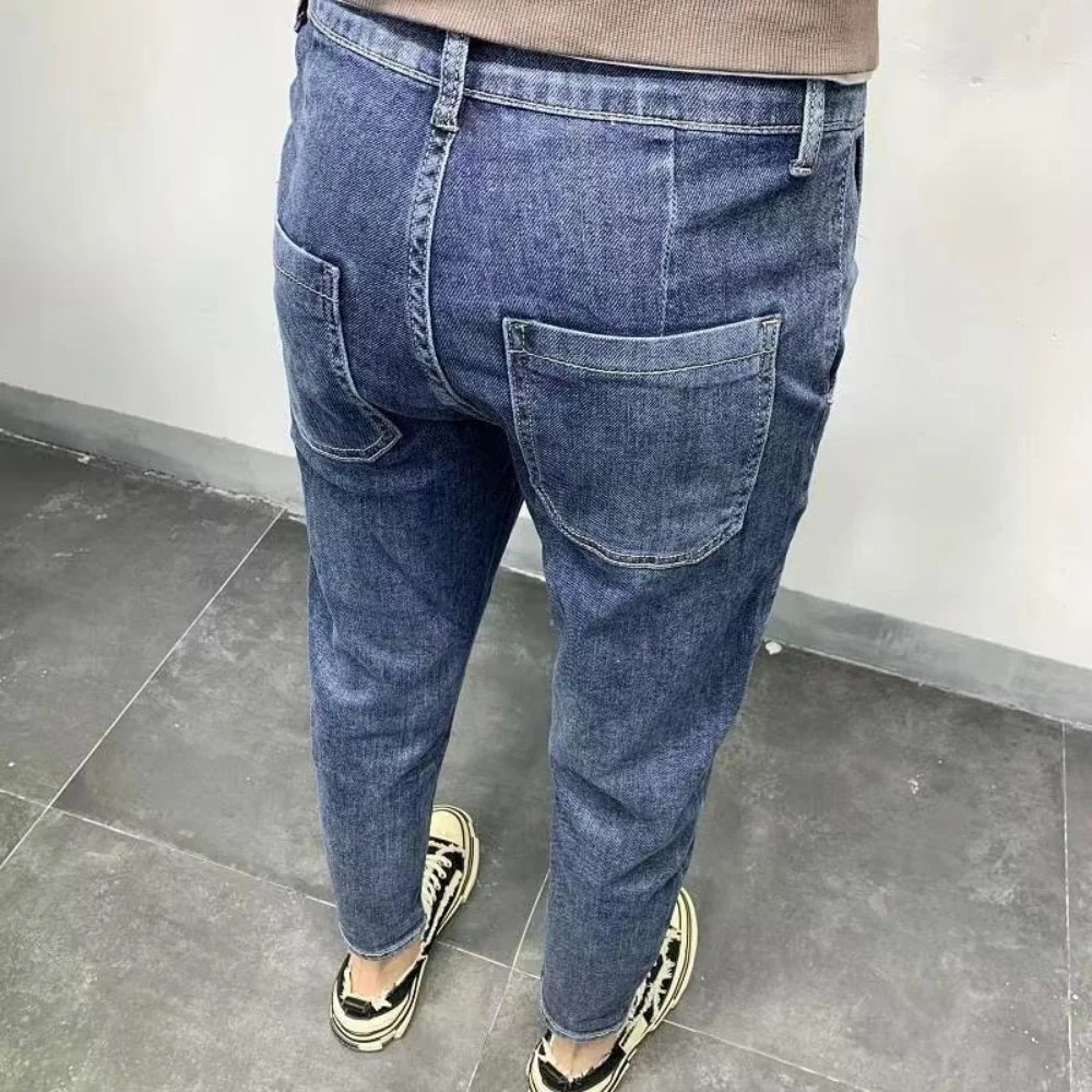 2025 nouveau printemps été hommes jean Vintage couleur unie élastique classique jean hommes mince mode Denim pantalon mâle pantalon homme