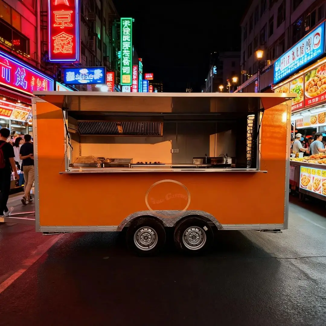 

Multifunctional Outdoor Food Trailer with Detachable Storage Space for Camping Markets Exhibitions Vending Cart