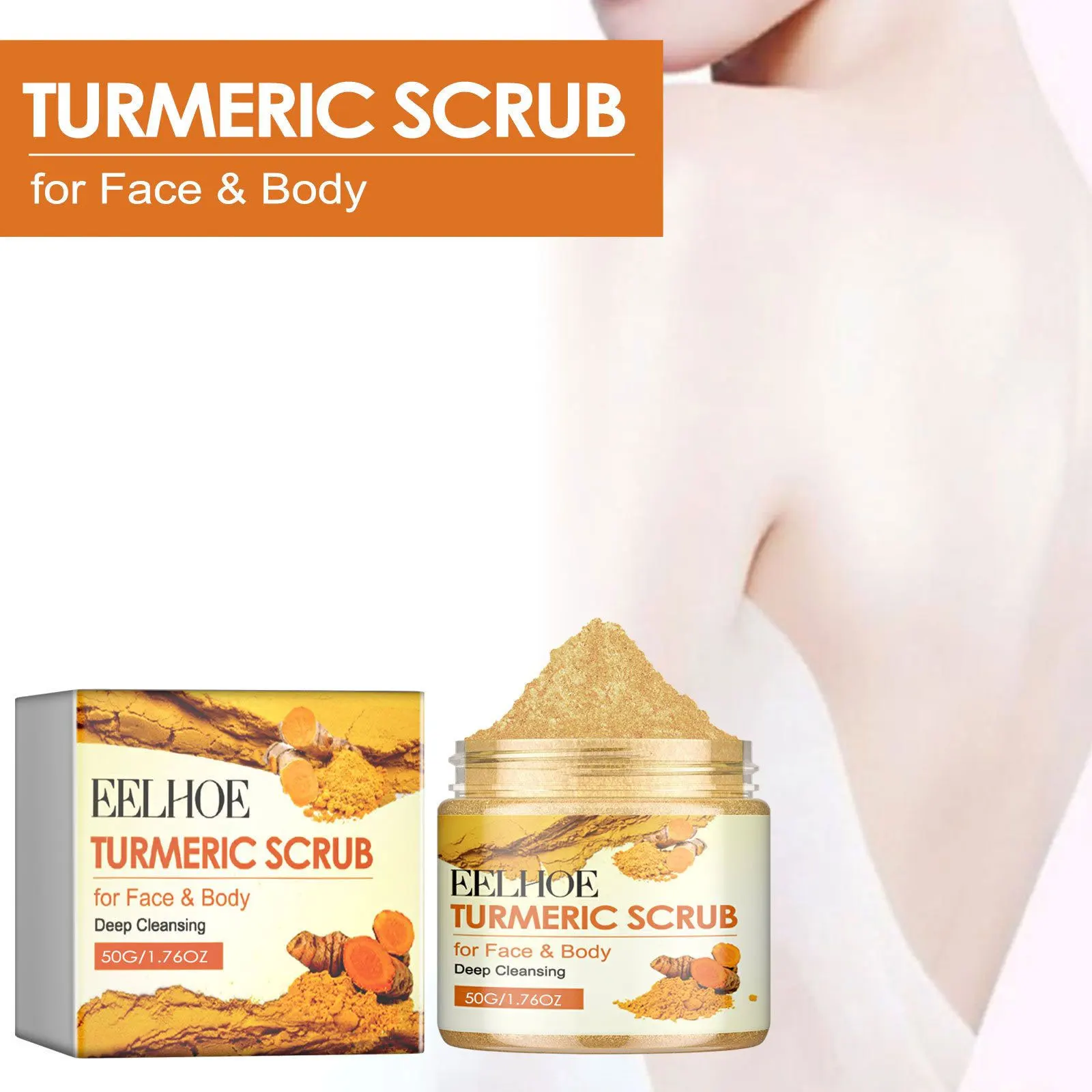 Turmeric Scrub Exfoliator Remove Dead Skin Oil Control Body Cleaning Products Knee Elbow Cuticle Softener Exfoliating Cream 50g