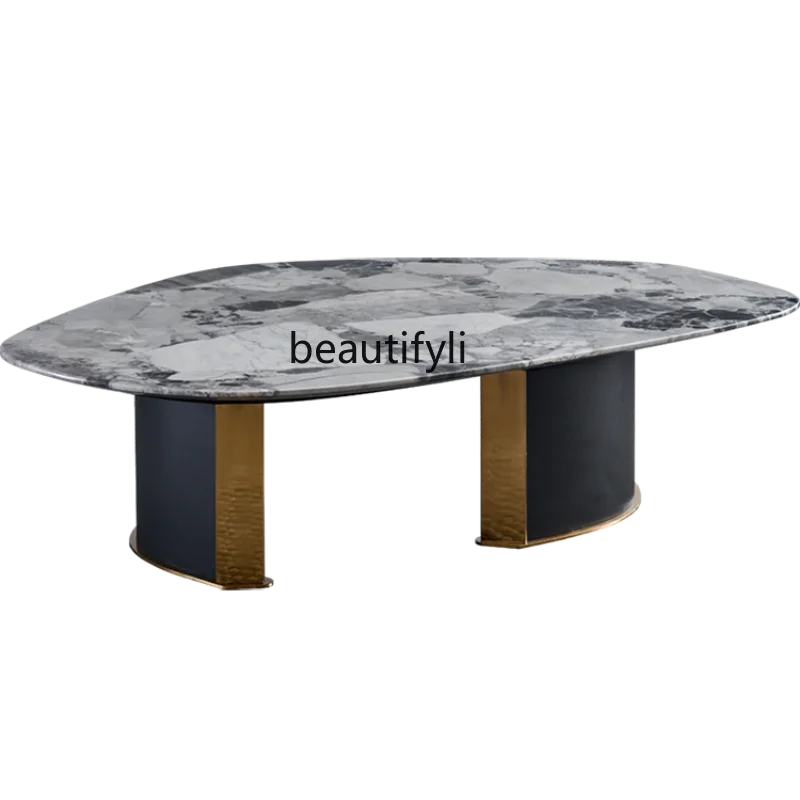 

LBX Italian Style Light Luxury Natural Marble High-Grade Irregular Combined Tea Table Household