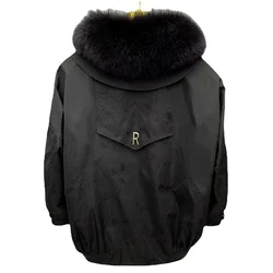 Fashion Women Winter Parkas 2023 New Korea Fashion Warm Wadded Jacket Fox Fur Collar Hooded Removable Rex Rabbit Liner Coats