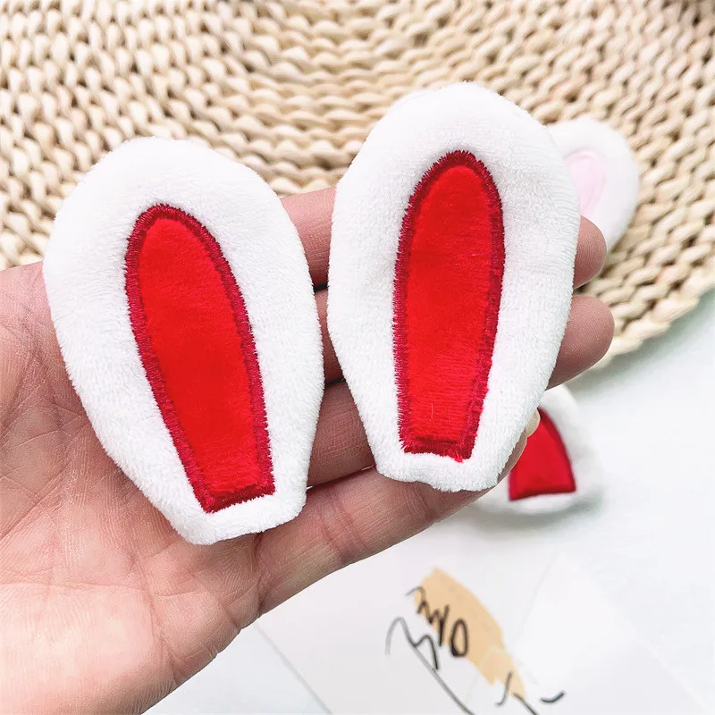 10PCS/Lot Cartoon Plush Furry Rabbit Ear Cat Ear Applique Crafts For DIY Hats Hairband Hair Clips Accessories Patches