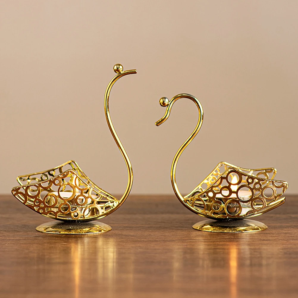 

2Pcs Metal Hollow Swan Holders Iron Candlestick Holders Home Decoration Dining Table Wedding Centerpiece Decor