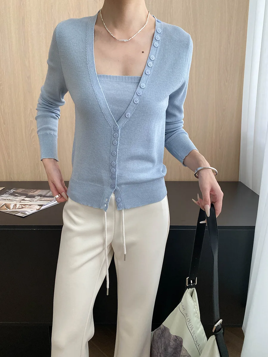 

Comfortable autumn hanging, fashionable, gentle paper, knitted cardigan, strapless two-piece set