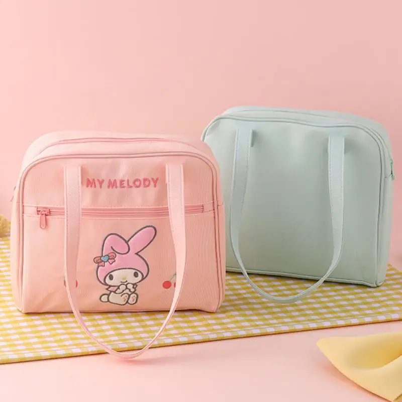 

Милая сумка через плечо Sanrios My Melody Cinnamoroll, дорожная сумка для хранения, портативная, красивая, модная, с героями мультфильмов, большой емкости, подарок