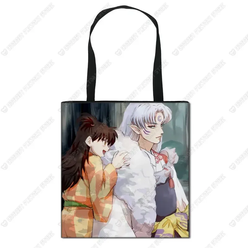New Arrival Custom Inuyasha Style Fashion Anime Foldable Canvas Shopping Bag Casual Shoulder Bags Women Unisex Handbag