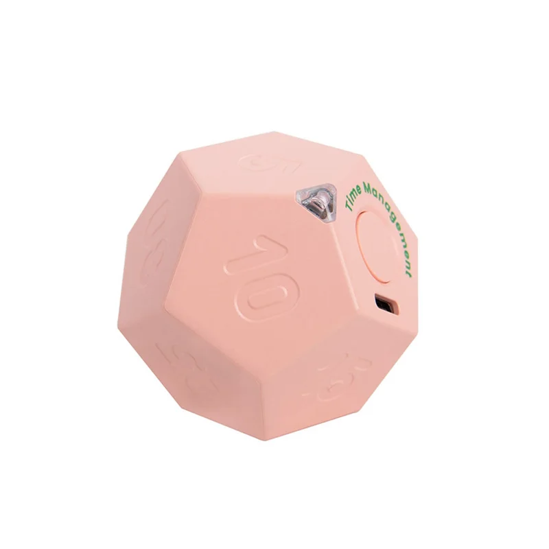 VVNB-Mini Timer Rotate Dodecagon Rechargeable Timer Sound Vibrate Light Alarm Flip Timer Countdown For Timemanager
