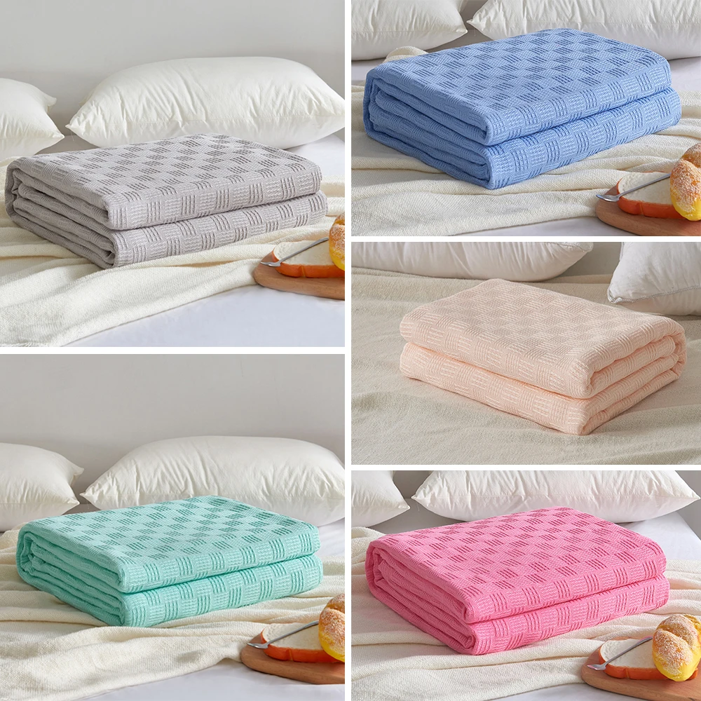 

Japanese Style Thread Blanket Solid Color Cotton Gauze Blanket Washable Thickened Queen Size Bedspreads Four Seasons Nap Blanket