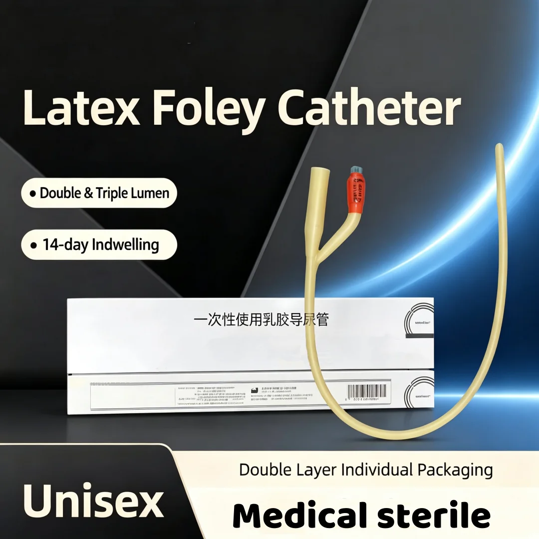 Disposable Latex Foley Catheter 2 Way Sterile Urinary Catheter with Inflatable Balloon for Hospital and Home Care Multiple Size