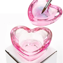 Heart Shape Nail Cup Pink Crystal Glass Dappen Dish Acrylic Powder Liquid Storage Holder Manicure Nails Accessories Tools