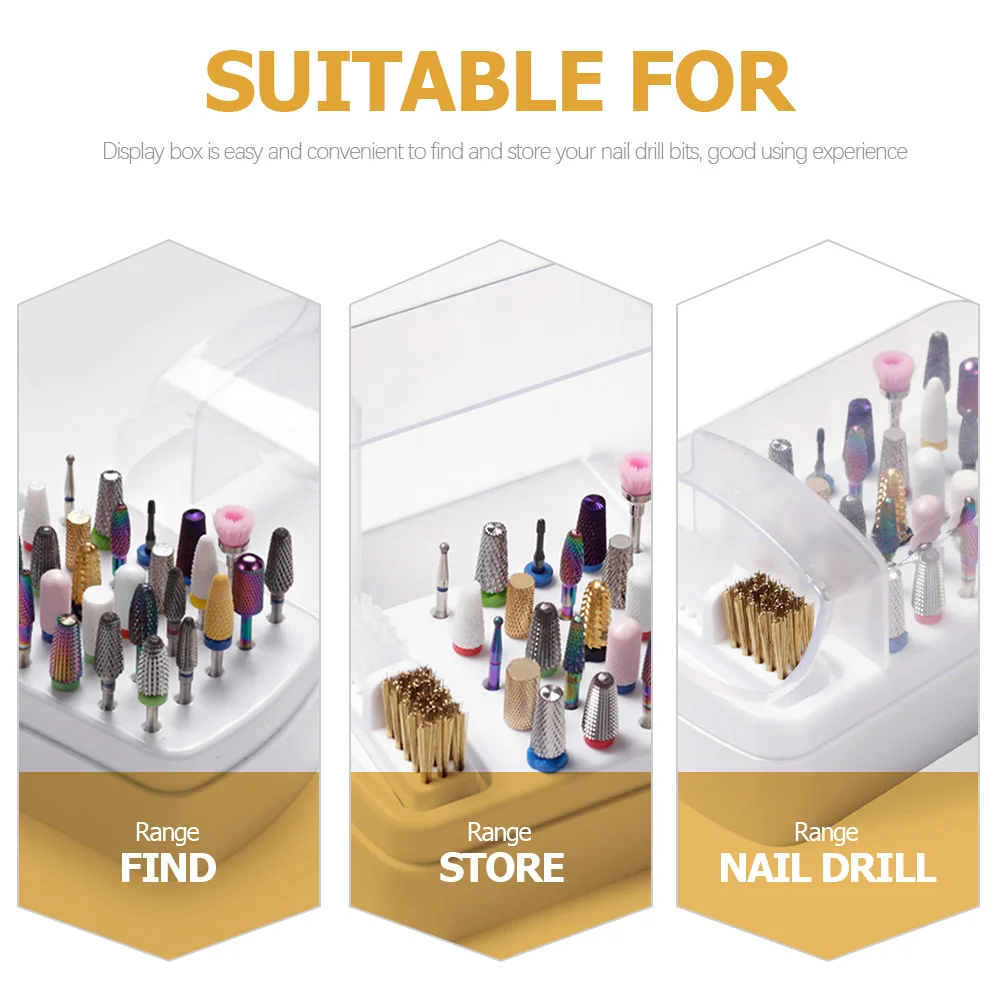 

Drill Bits Storage Box Manicure Polishing Head Organizer Display Case Nail Art Salon Nail Drill Bit Case Tools Holder