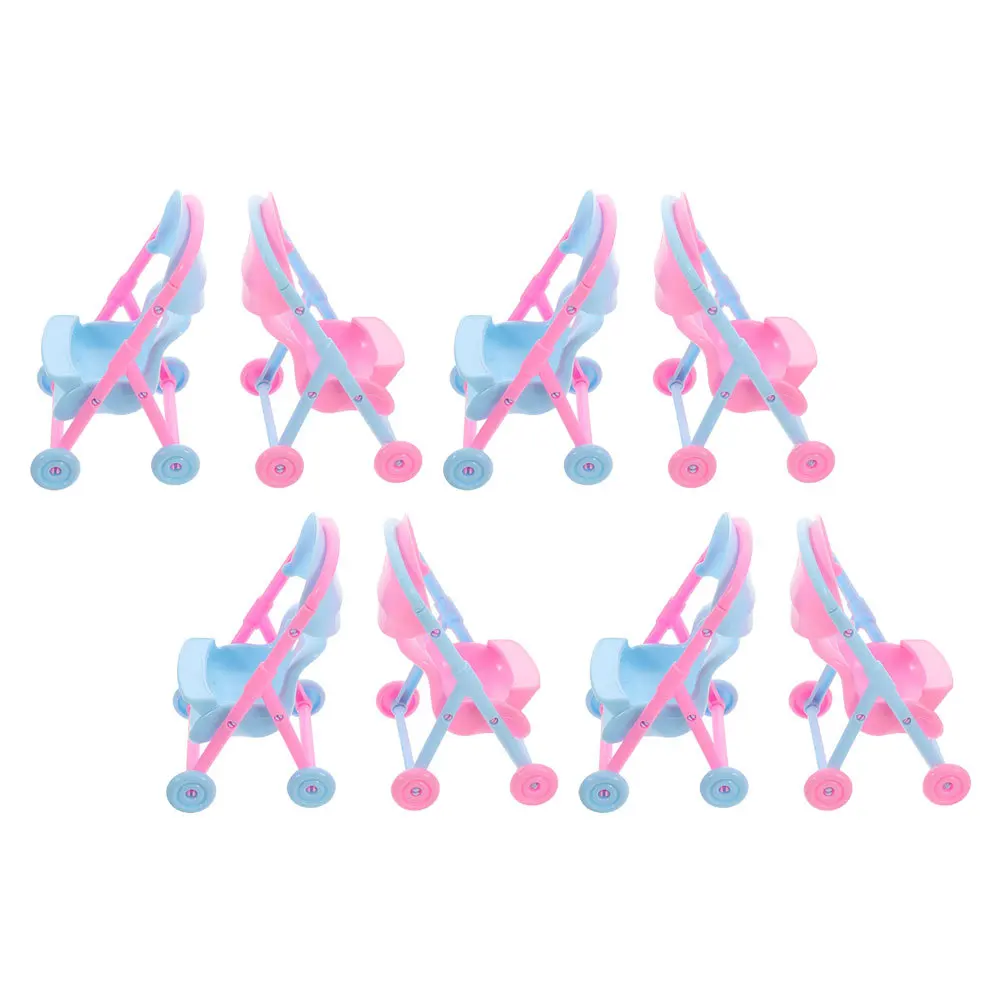 

8 шт. детская миниатюрная детская коляска для ролевых игр, реалистичный дизайн для ролевых игр в помещении и на открытом воздухе, портативный пластик