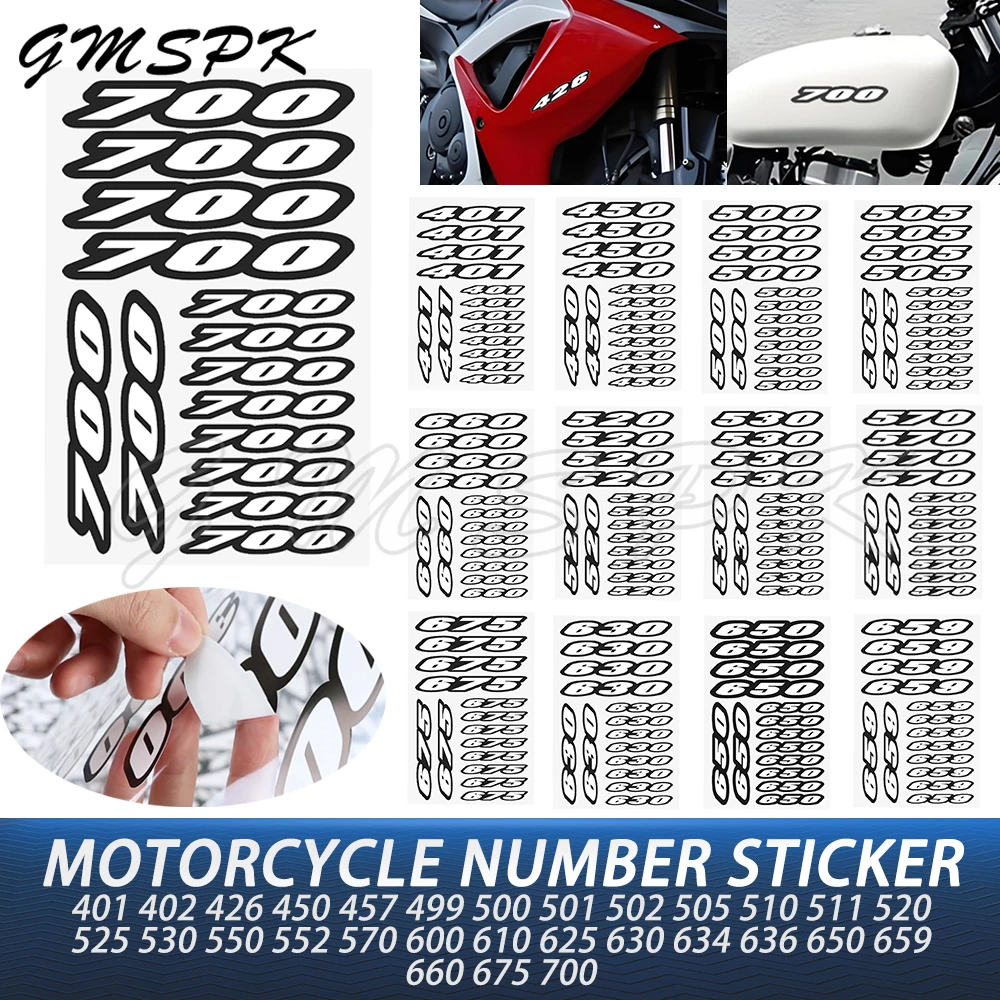 

Motorcycle Number 401-700 Sticker Waterproof Motorbike Fairing Tail Sides Helmet Fuel Tank Windshield Decals Emblem Stickers