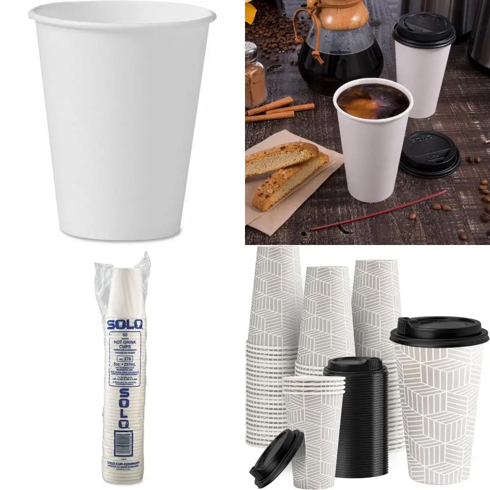 

White 8 oz Paper Hot Cups, 378W-2050, 1000 Count, Disposable Single Serve Cups for Beverages