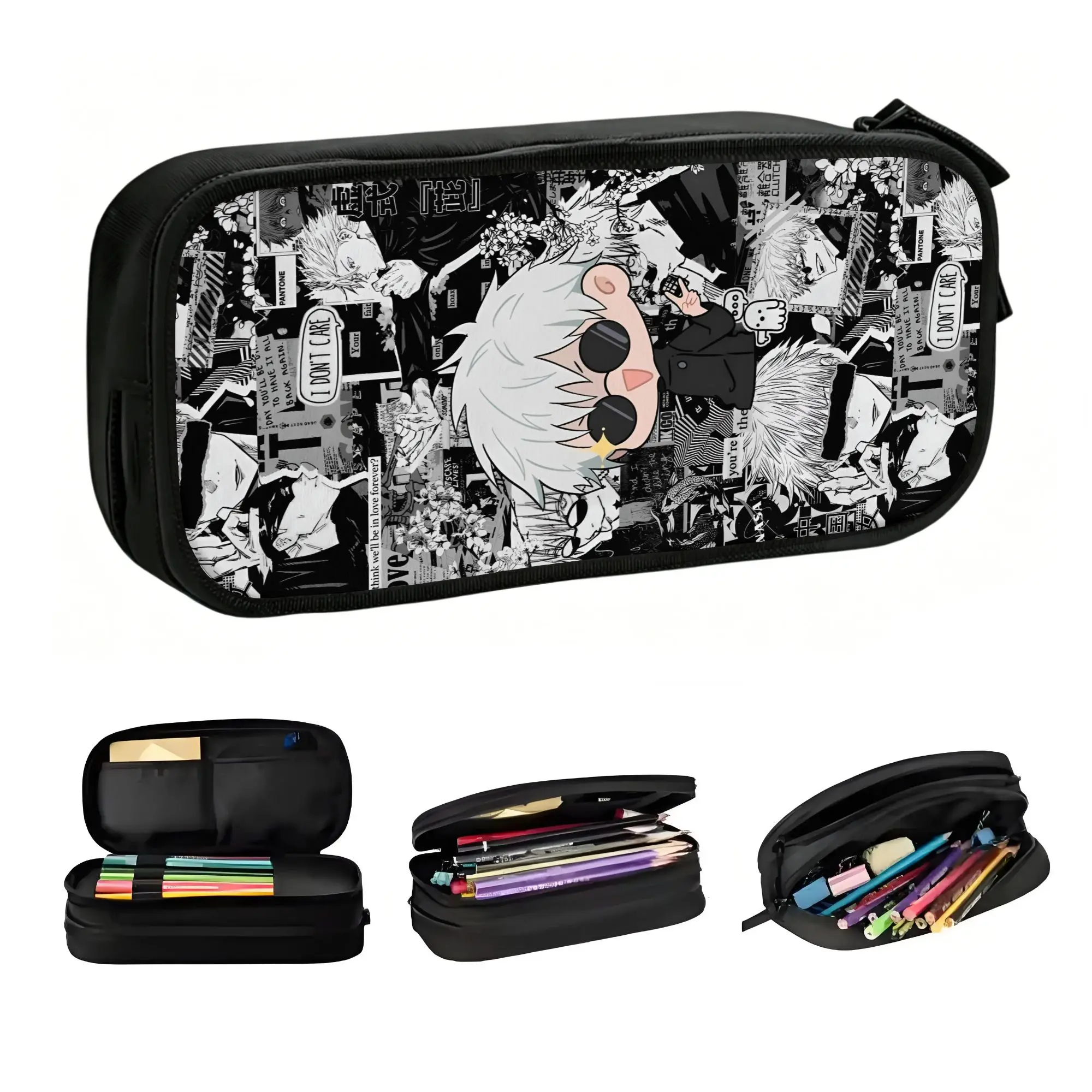 Custom J-Jujutsus K-Kaisens Pencil Case for Girls Boys Large Storage Cartoon Manga Pen Box Bag School Accessories view 2