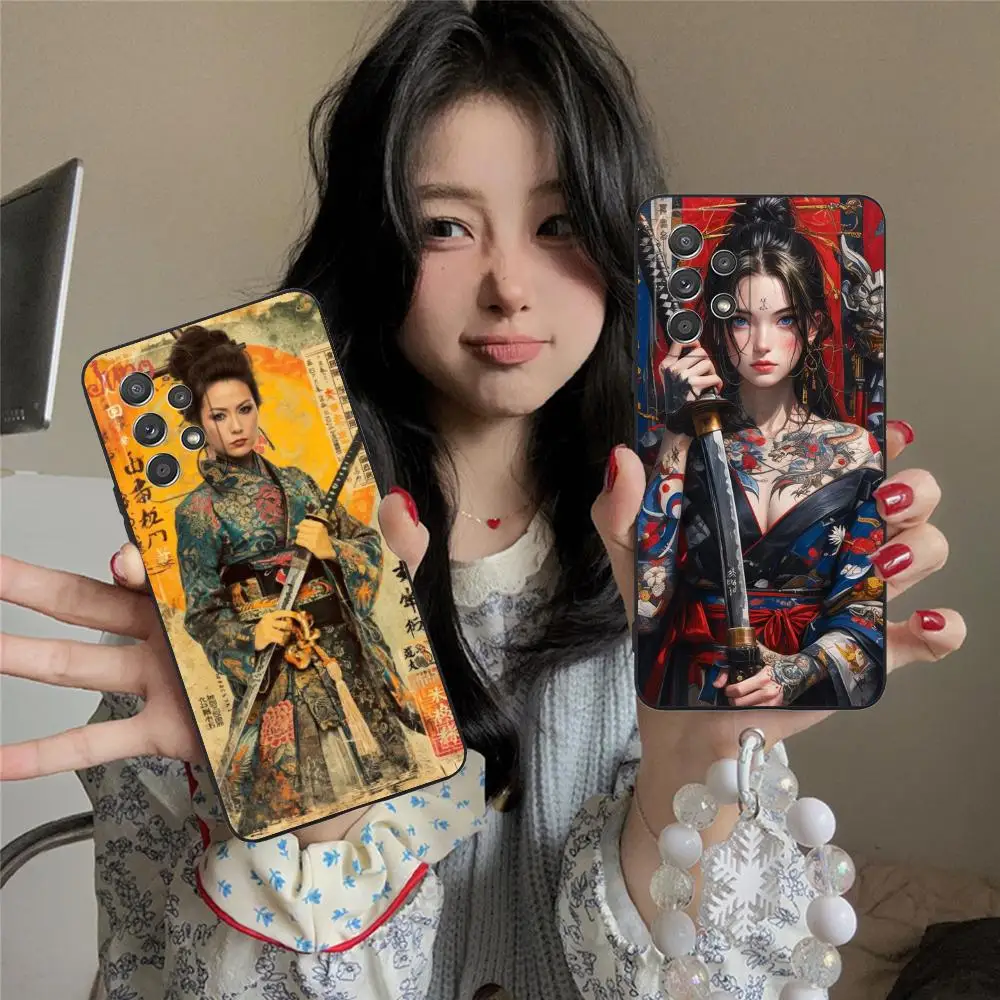 Retro Tattoo Girl Mobile Phone Case for Samsung Galaxy A56 55 54 53 52 51 36 35 34 23 16 15 5G Colorful Cover Cover Pretty